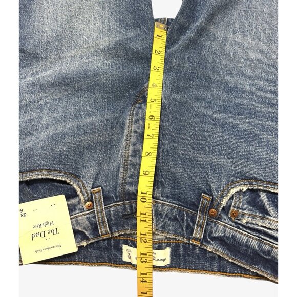 Abercrombie & Fitch The Dad High Rise Jeans 28/6R Button Fly Blue NEW - Picture 6 of 10